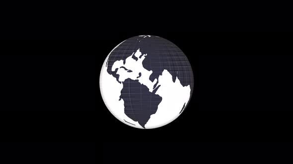 Flat design spinning Earth isolated on black. Animation of planet Earth. Flat design Vd 1737 alt