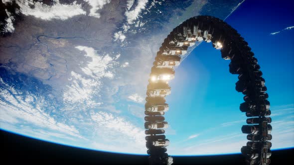 Futuristic Space Station on Earth Orbit