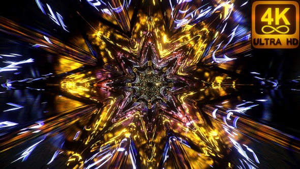 Psychedelic Neon 3d Mandala Kaleidoscope Fractal Flower Pattern Art Loop Vj Spiritual Light