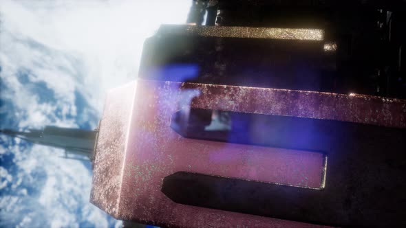 Space Station And Earth. 3D Animation alt