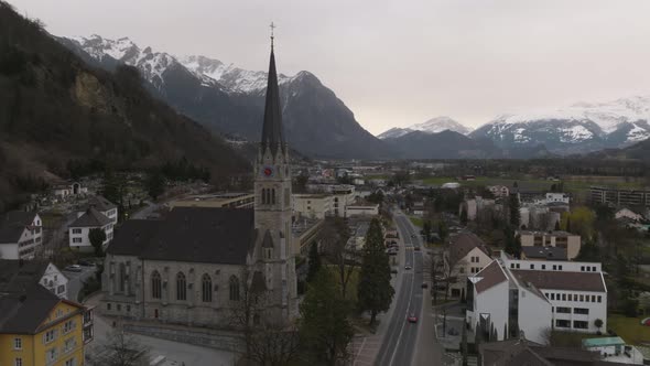 Aerial View of Vaduz  the Capital of Liechtenstein