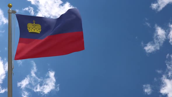 Liechtenstein Flag On Flagpole