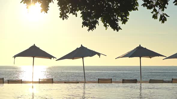 Outdoor swimming pool in hotel resort for vacation