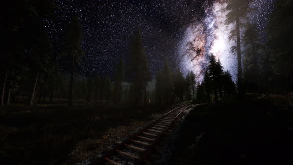 The Milky Way Above the Railway and Forest alt