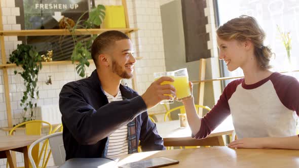 Executives having juice in cafeteria 4k