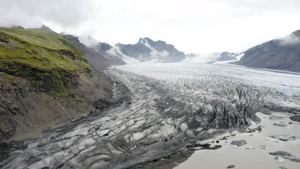 Skaftafellsjokull Glacier Tongue With Mountain Views In Southeast Iceland