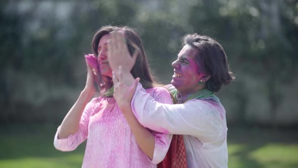 Indian man wishes Happy Holi to his partner