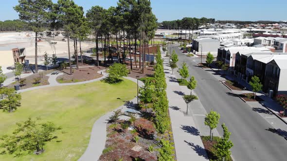 Aerial View of a Park and Houses