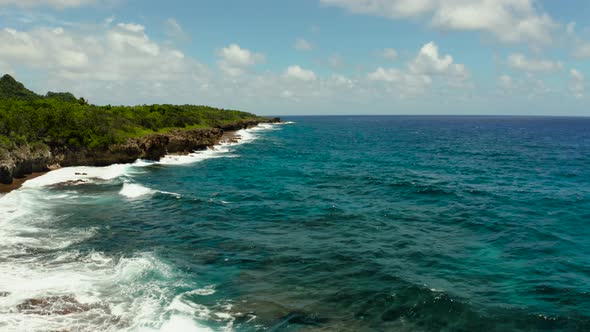 Ocean with Waves Crashing on the Shore