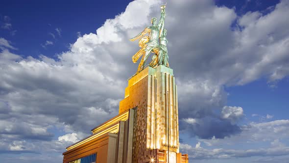 monument Rabochiy i Kolkhoznitsa, sculptor Vera Mukhina, Moscow, Russia. Made of in 1937