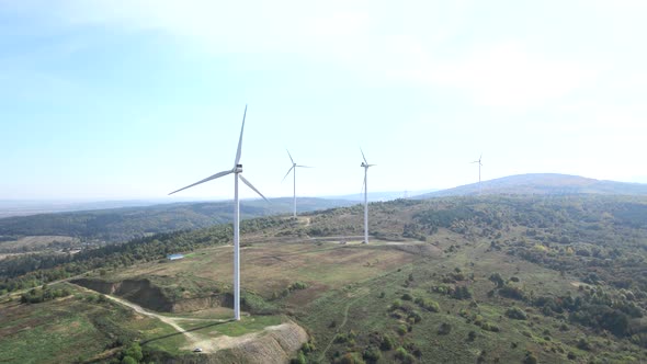 Aerial View of Wind Renewable Electricity Plant