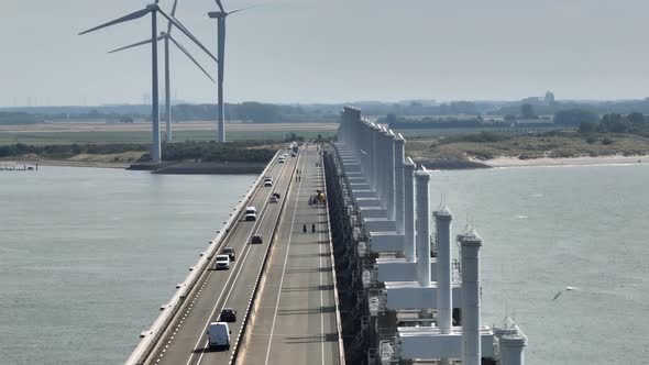 Storm Surge Barrier Bridge to Protect the Netherlands Mainland from Rising Seas