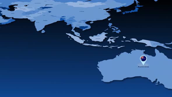 Australia Flag Icon Gps Location Tracking Animation On Earth Map