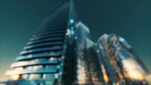 Abstract Blur and Defocused Cityscape at Twilight for Background alt