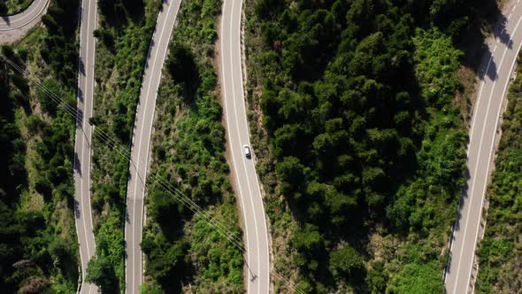 Car on Curvy Mountain Road