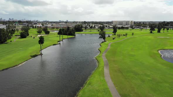 Drone shots of a golf course landscape