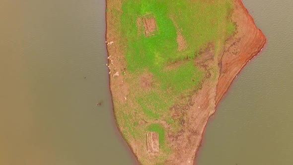 Aerial view of island Catchment area of river,beautiful sky,aerial shot river