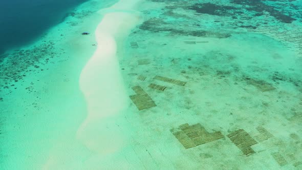 Sandy Beach in the Lagoon with Turquoise Water. Balabac, Palawan, Philippines