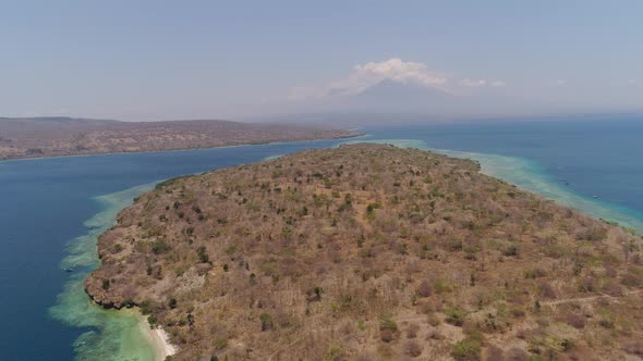 Aerial View Beautiful Beach on Tropical Island Menjangan