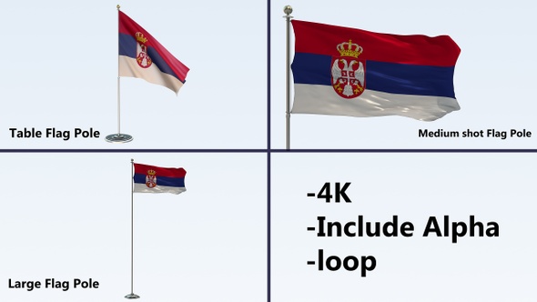 Serbia Flag Pole Pack 4k-Loop