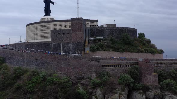 Aerial: Cristo Rey, cubilete, catholic, Guanajuato Mexico, drone view