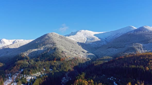 Picturesque Mountain Landscapes Near the Village of Dzembronya in Ukraine in the Carpathians