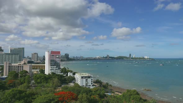 Time lapse of beautiful Pattaya city around sea ocean bay in Thailand