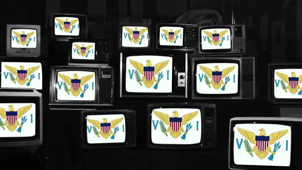 Flag of the United States Virgin Islands on Vintage TVs.