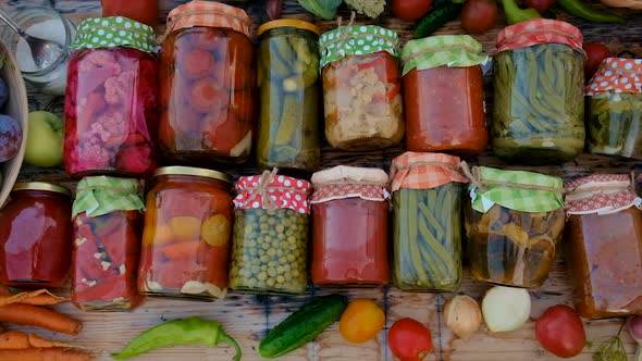 Jars with Preserved Vegetables for the Winter