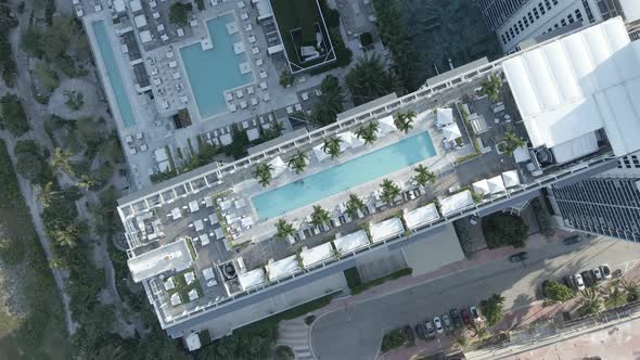Swimming Pool View on the Roof From the Sky