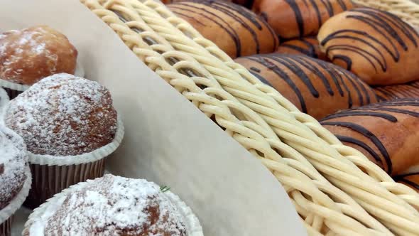 Close Up Shot of Display Cakes in a Confectioner Shop Window