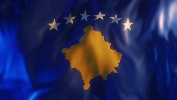 Kosovo Flag with Edge Bump