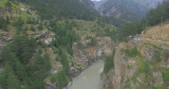 Aerial View of Ganges Valley in Himalaya Region India