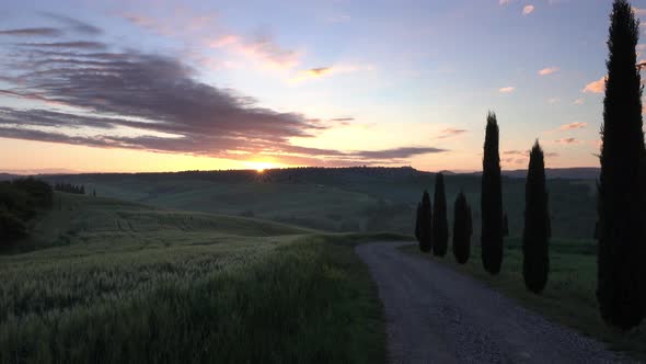 Tuscany Hills Landscape at Sunrise Timelapse