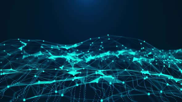 3D moving lines and dots Abstract dark blue with plexus motion graphic alt