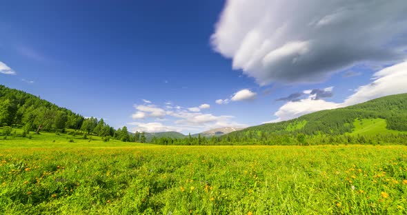 Mountain Meadow Timelapse at the Summer or Autumn Time