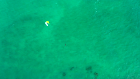 Aerial of Kite Boarder in Kailua Bay