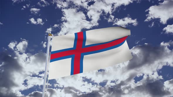 Faroe Islands Flag With Sky 4k