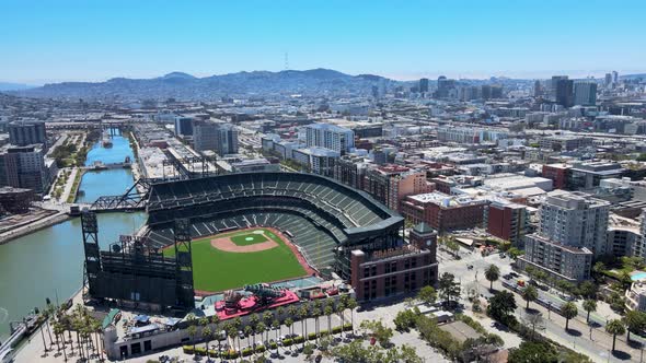 Aerial view of Oracle ATnT Baseball Park, home of the San Francisco Giants