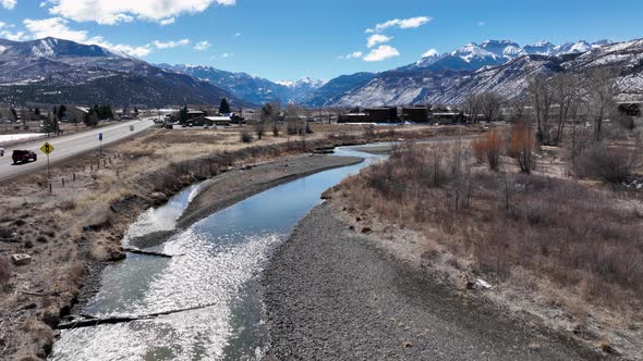 Uncompahgre River And Rollins Park Sherman St Bridge Ridgway Colorado State Highway 62