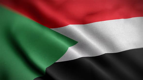 Sudan Flag Closeup Blowing In Wind