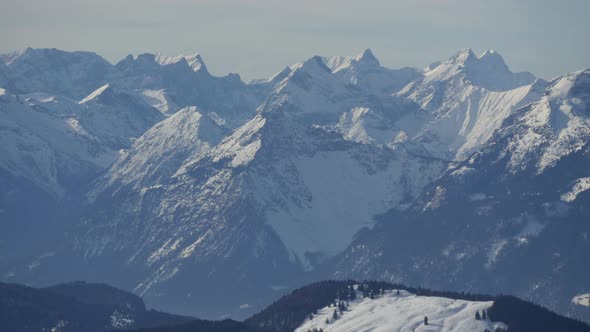 Panoramic view of mountains during winter