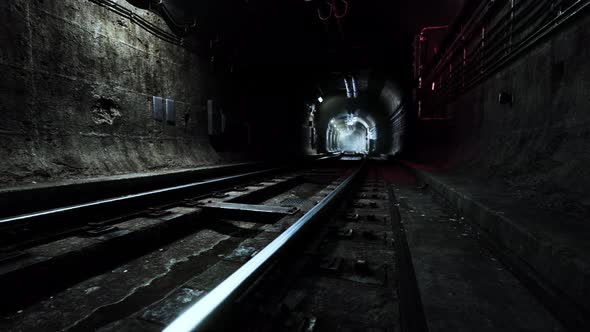 Empty Railway Tunnel Near the Underground Railway Station