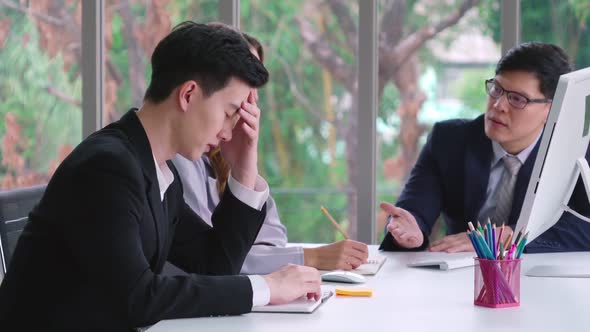 Angry Business Person Dispute Work Problem in Group Meeting