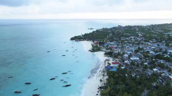 Zanzibar Tanzania  Aerial View of the Ocean Near the Shore of the Island Slow Motion