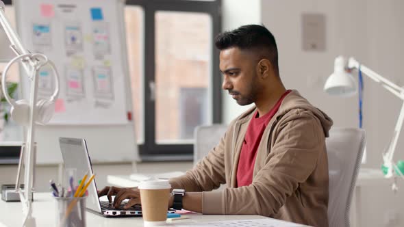 Indian Creative Man Working on Laptop at Office 