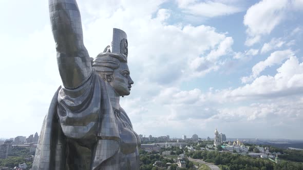 Kyiv, Ukraine: Aerial View of the Motherland Monument.