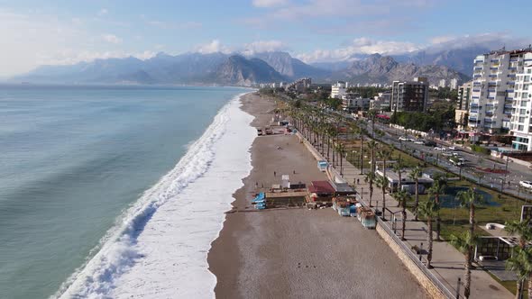 Aerial View of the Beach at the Seaside Resort Town. Turkey