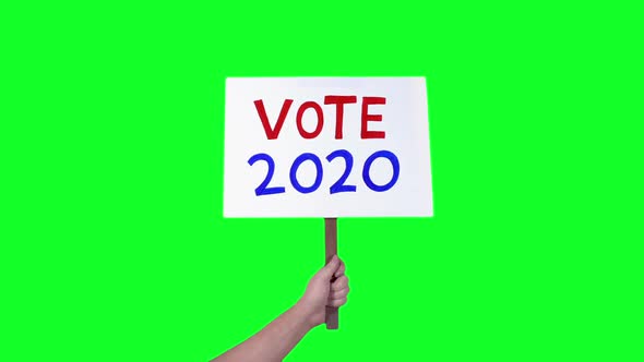 Vote 2020 Sign Held Up Green Screen