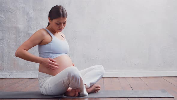 Young pregnant woman is resting at home and expecting a baby.